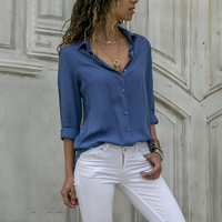 Plisseebluse für Damen - Elegante Sommer Bluse mit Puffärmeln für jeden Anlass – Denimblau