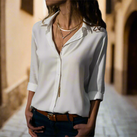 Plisseebluse für Damen - Elegante Sommer Bluse mit Puffärmeln für jeden Anlass – Weiß
