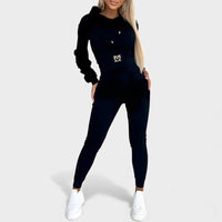 Maayan - Lässiges Zweiteiliges Set Aus Langärmeligem Hoodie Und Hose – Schwarz