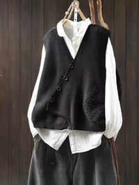 Elaine | Elegante Strickweste – Schwarz