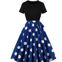 Nerys | Jahrgang Pünktchenkleid Für Damen – Blau