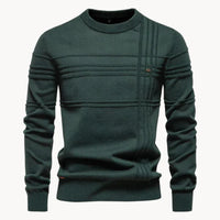 Strickpullover mit strukturiertem Rundhalsausschnitt für Männer – Grün