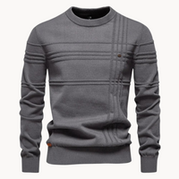 Strickpullover Herren Gestreift Kariert – Grau