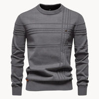 Strickpullover mit strukturiertem Rundhalsausschnitt für Männer – Grau