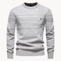 Strickpullover Herren Gestreift Kariert – Hellgrau