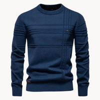 Strickpullover mit strukturiertem Rundhalsausschnitt für Männer – Blau