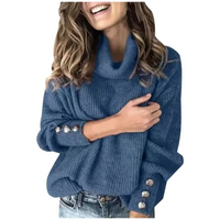 Übergroße Damen Rollkragenpullover – Blau