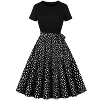 Nerys | Jahrgang Pünktchenkleid Für Damen – Schwarz