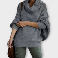 Lea | Eleganter Strickpullover für Damen in Schildpatt – Dunkelgrau