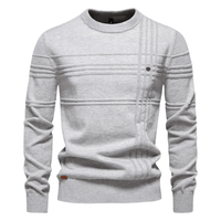 Burkhard | Stilvoller Herrenpullover mit Rautendesign – Lichtgrau