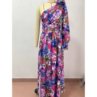 Damen Hoher Schlitz Blumen Hochzeitsgast Kleid | Maxi – Lila