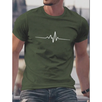 Herren Slim Fit Kurzarm T-Shirt | Herzschlag Print – Grün