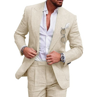 Herren Sommeranzug mit Reverskragen und zwei Knöpfen – Beige