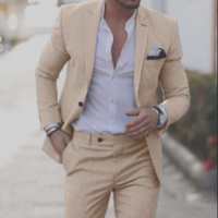 Herren Sommer 2-Teiliger Hochzeitsgast Anzug | Blazer und Hose – Champagner