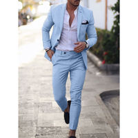 Herren Sommer 2-Teiler Hochzeitsgast Anzug | Jacke und Hose – Himmelblau
