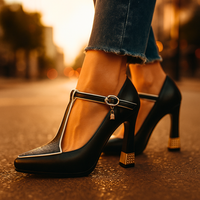 Avitia – Pumps Mit T-Riemchen Hohem Absatz Und Schnalle – Schwarz