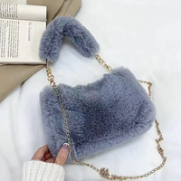 Hannah | Elegante Damen Schultertasche aus Plüsch – Blau