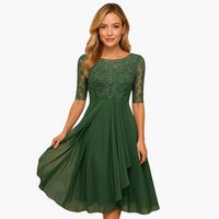 Lore | Midikleid mit Spitzenärmeln – Grün