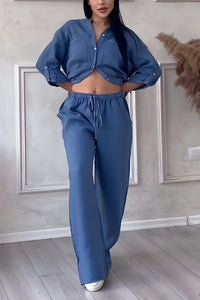 Cressida - Stilvolles Leinen-Set – Blau