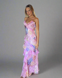 Marleen | Elegantes Volantkleid – Rosa