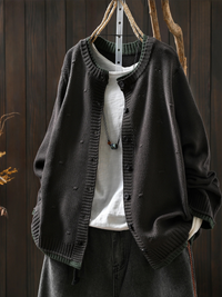 Aileen | Strickjacke mit Struktur – Schwarz