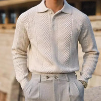 HELGE - POLO-STRICKPULLOVER – Beige