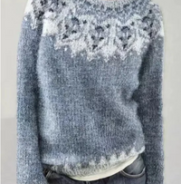 Anna™ | Raffiniertes skandinavisches Strickpullover – Hellblau/Weiß