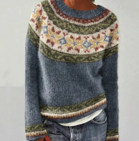 Anna™ | Skandinavischer Strickpullover – Grau/Sterne