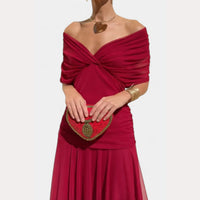 Lilian | Damen Off-Shoulder Abendkleid Elegant Festlich Feminin – Rot