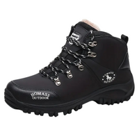 Winterschuhe Herren | Schnür-Wanderschuhe Mit Profilsohle – Schwarz mit Futter
