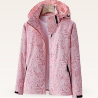 Regenjacke für Damen - Wasserfeste Sommerjacke mit Blättermuster – Rosa