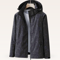 Regenjacke für Damen - Wasserfeste Sommerjacke mit Blättermuster – Schwarz