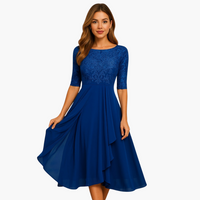 Lore | Midikleid mit Spitzenärmeln – Dunkelblau