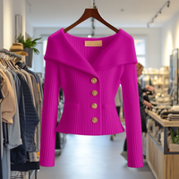 Kamilla - Schick Schließen Sie Strickjacke – Rosa