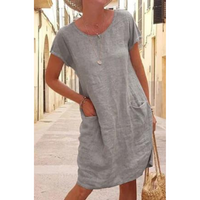 Ricarda | Unifarbenes Rundhals-Kleid – Grau