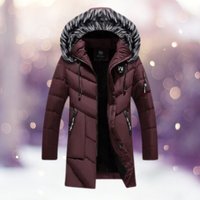 Yievelle | Pelzkragen Thermoparka Windjacke – Weinrot
