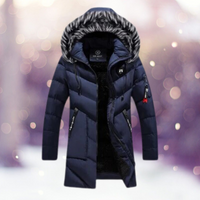 Yievelle | Pelzkragen Thermoparka Windjacke – Dunkelblau