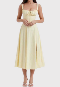 Karoline | Midi-Bustier-Korsett-Sonnenkleid – Gelb