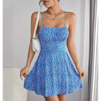 Igritte | Schlankes Cami-Kleid mit Blumenmuster – Blau