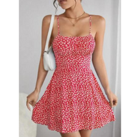 Igritte | Schlankes Cami-Kleid mit Blumenmuster – Rot