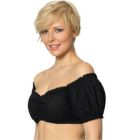 Damen Schmeichelnde Passform Oktoberfest Dirndl Bluse – Schwarz