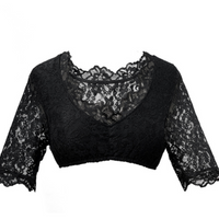 Damen Blumen Oktoberfest Dirndl Bluse – Schwarz