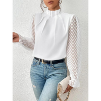 Damen Lässig Rollkragen Bluse | Langarm – Weiß