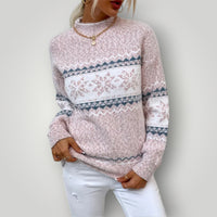 Damen Winterpullover | Warmer, bequemer Langarmpullover – Hellrosa