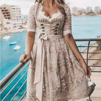 Winifredin | Damen Festliches Oktoberfest Dirndl Kleid | 2025 – Beige