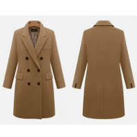Sandra - Eleganter Lange Mantel – Khaki
