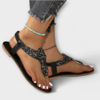 Kaelie - Orthopädische Sandalen mit Kristallen – Schwarz