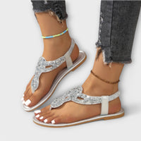 Kaelie - Orthopädische Sandalen mit Kristallen – Silber