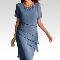 Monika | Midi-Kleid mit Kurzarm – Blau