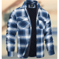 Herren Knopf Daunen Warme Hemd Jacke | Langarm – Blau 1